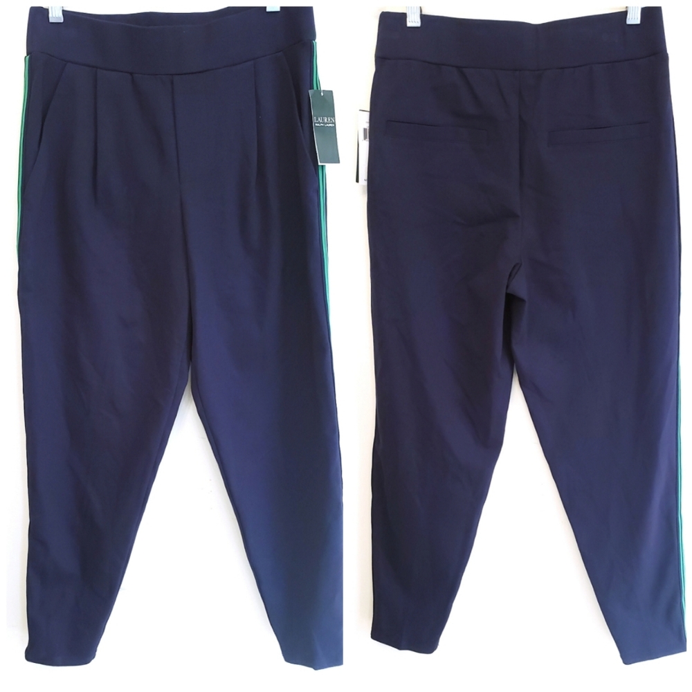 NWT Lauren Ralph Lauren Track Stripe Ankle Pant Sm - Picture 2 of 7